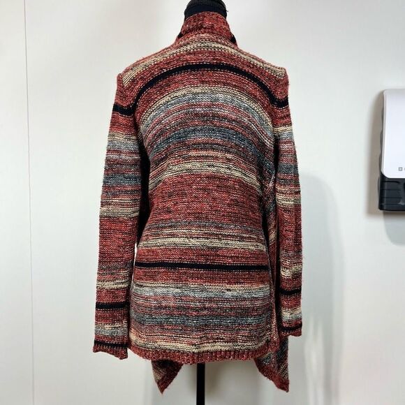 American Eagle Striped Waterfall Sweater Cardigan Size S Burgundy Pink Women’s - Picture 4 of 16